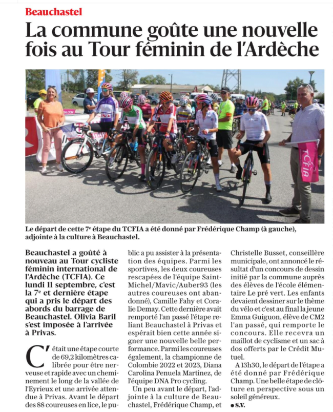 TCFIA 2023 - 7e étape Beauchastel-Privas Départ Beauchastel Le Dauphiné